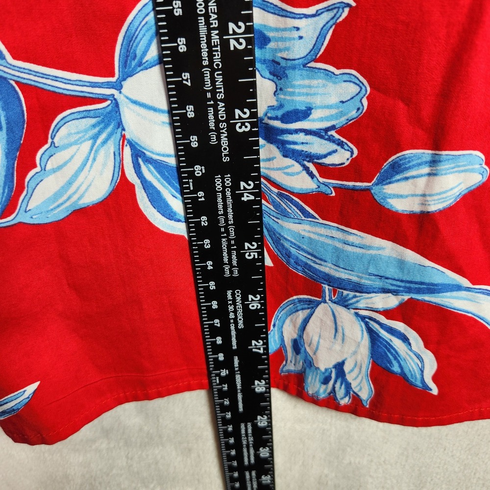 Karen Kane Button Front Shirt Womens 3X Red Blue Floral Puff Sleeve Boho Office - Picture 8 of 8